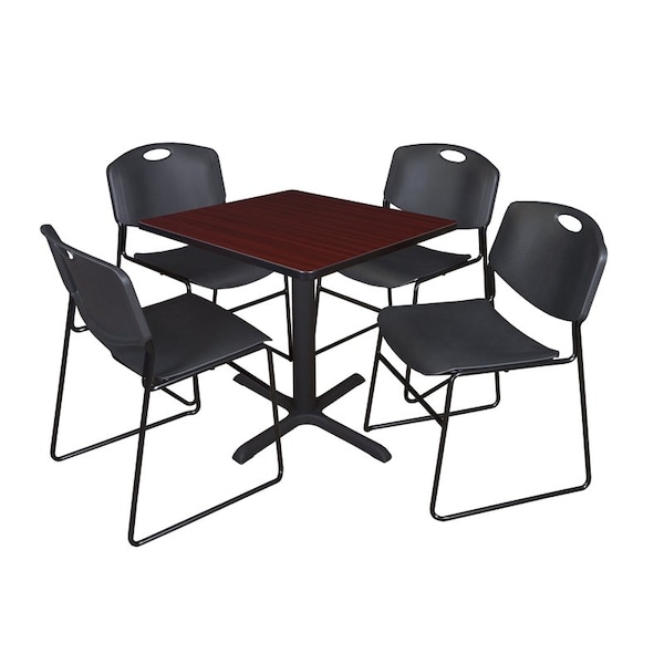 Cain Cain Square Table & Chair Set, Wood, Metal, Polypropylene Top TB3030MH44BK - main